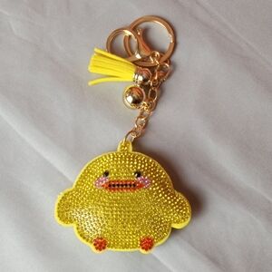 🛍️ Cute Yellow Duck Rhinestone Keychain